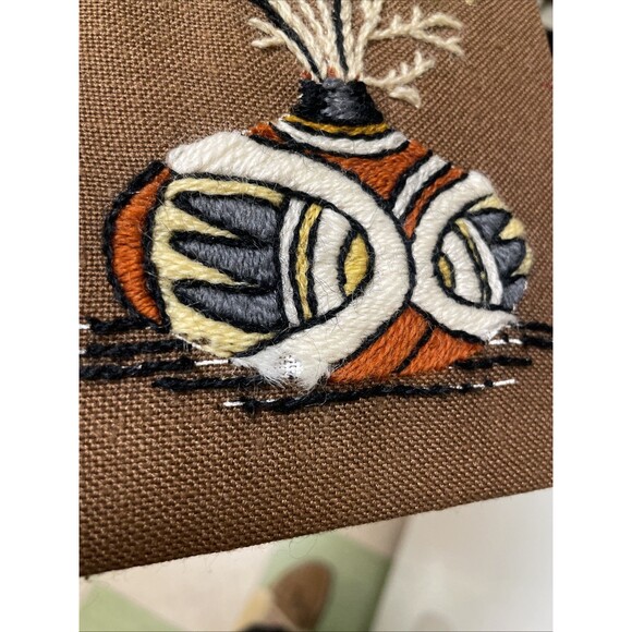 Vintage 1970s Framed Crewel Embroidery Native American Southwest Pottery Vases 3 - Picture 7 of 8